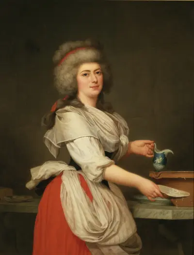 Madame A. Aughié, Friend of Queen Marie Antoinette, as a Dairymaid in the Royal Dairy at Trianon av Adolf Ulrik Wertmüller