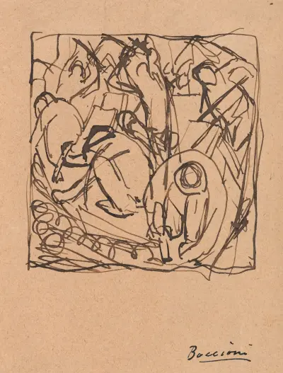 Composition Study for ‘The Street Pavers’, Umberto Boccioni