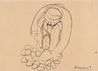 Study for ‘The Street Pavers’; Man Laying Paving Stones, Umberto Boccioni