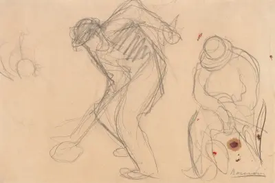 Study for ‘The Street Pavers’; Two Workmen, Umberto Boccioni