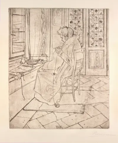 The Artist’s Mother Crocheting, Umberto Boccioni