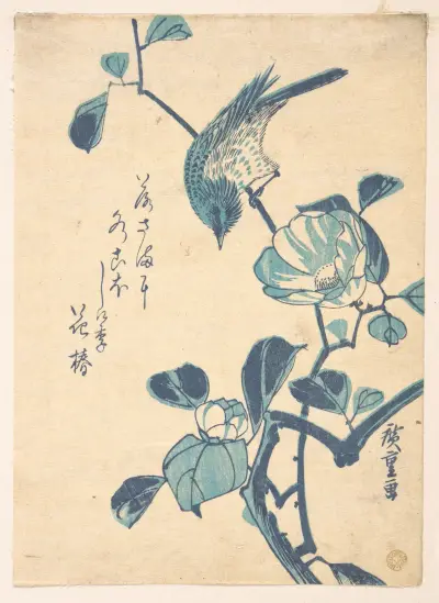 Camellia and Bird av Utagawa Hiroshige