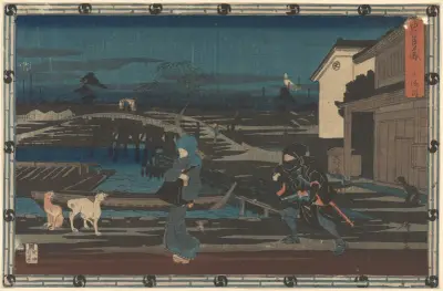 Night Attack from the Chushingura (Honzo) av Utagawa Hiroshige