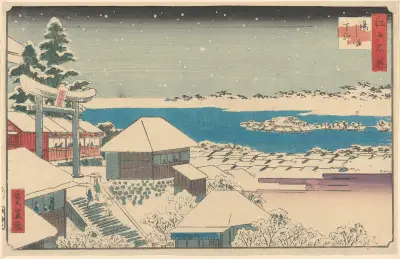 Temple Steps in Snow, Utagawa Hiroshige
