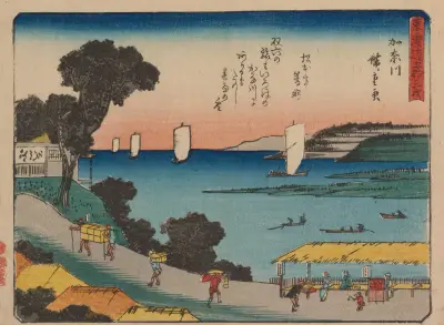 De femtiotre stationerna på Tōkaidō, pl. 4 av Utagawa Hiroshige