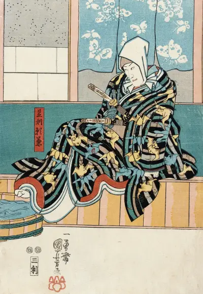 Aktor w roli Ashikagi Yorikane w Date kurabe okuni kabuki, Utagawa Kuniyoshi