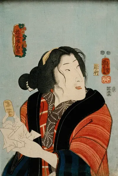 Bandō Shūka jako Hashimotoya Shiraito, Utagawa Kuniyoshi