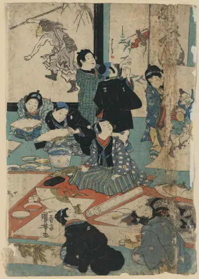 E o narau kodomo tachi, Utagawa Kuniyoshi