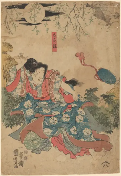 Kobieta rzucająca sakiewką, Utagawa Kuniyoshi
