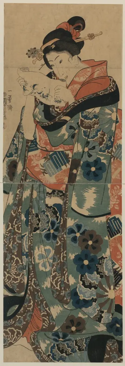 Dcera čte dopis, Utagawa Kuniyoshi