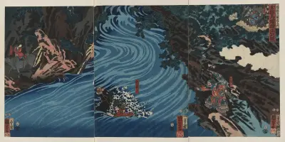 Gentoku uma o odorashite tankei o koeru zu av Utagawa Kuniyoshi