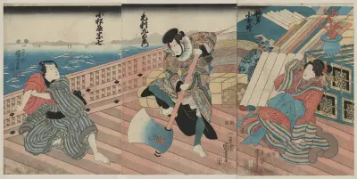 Hakata kojorō kezori kuemon komatsuya sōshichi, Utagawa Kuniyoshi