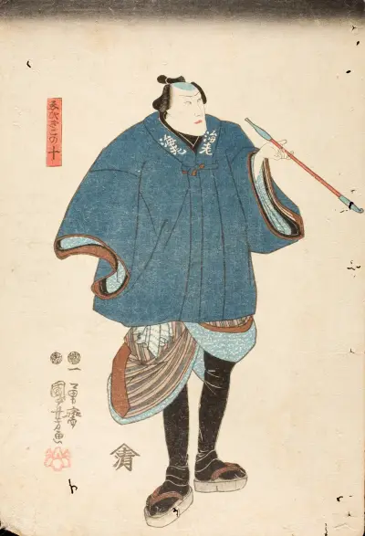 Ichikawa Danjūrō VIII v roli Ebizako no Jū, Utagawa Kuniyoshi