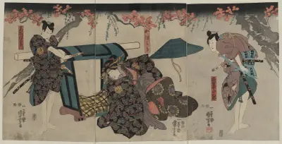 Nagoya sanzaburō fuwa banzaemon katsuragi av Utagawa Kuniyoshi