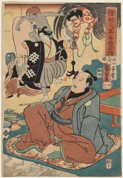 The Strange Occurrence of Ukiyo Matahei and his Famous Paintings, 1853 – Nr. 2, Utagawa Kuniyoshi