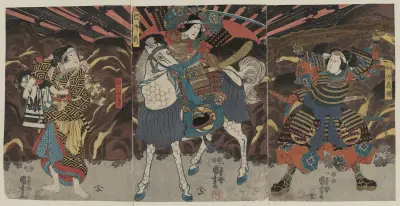 Wada yoshimori tomoe gozen yamabuki, Utagawa Kuniyoshi