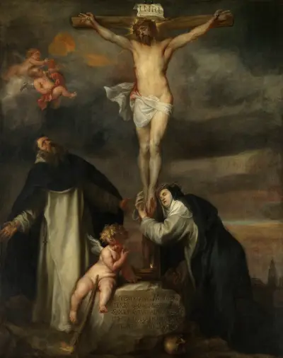 Chrystus na krzyżu ze świętą Katarzyną ze Sieny, świętym Dominikiem i aniołem, Anthony van Dyck