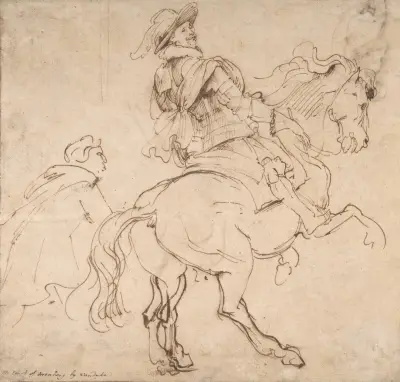 Study for an Equestrian Portrait, Possibly that of Albert de Ligne, Count of Arenberg av Anthony van Dyck