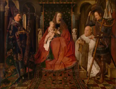 Madonna Surrounded by Saint George, Saint Donatianus of Reims and the Donor Canon Van der Paele av Jan van Eyck