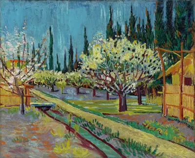 Orchard Bordered by Cypresses av Vincent van Gogh