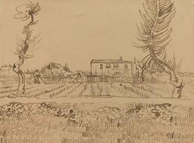 Ploughman in the Fields near Arles av Vincent van Gogh