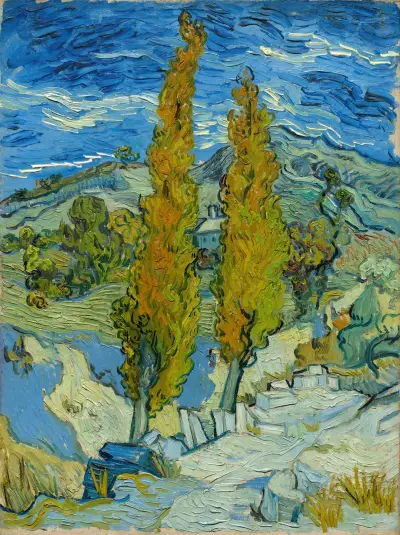 Two Poplars in the Alpilles near Saint-Rémy av Vincent van Gogh