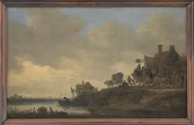 River Scene with the ‘Swan’ Tavern von Jan van Goyen