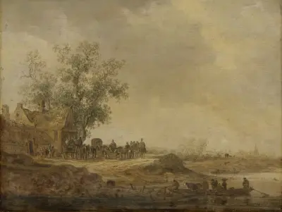 The Stop before the Inn von Jan van Goyen