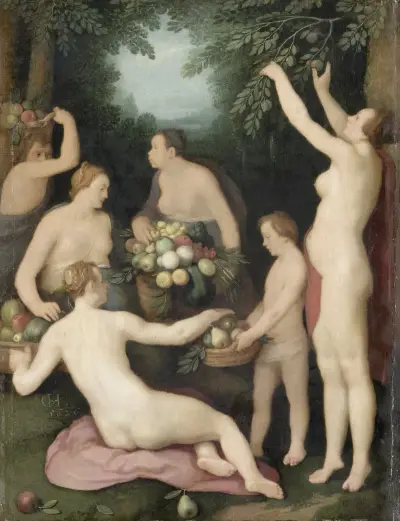 Pomona empfängt die Obsternte von Cornelis Cornelisz Van Haarlem