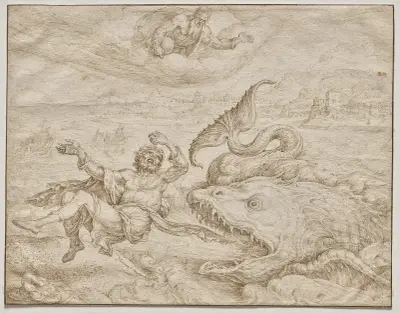 Jonáš vyvržen velrybou na břeh Ninive, Maarten Van Heemskerck