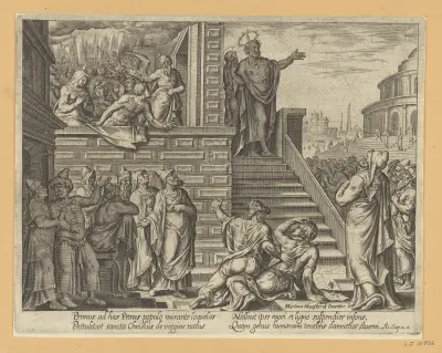 Petr káže v Jeruzalémě, 1575, Maarten Van Heemskerck