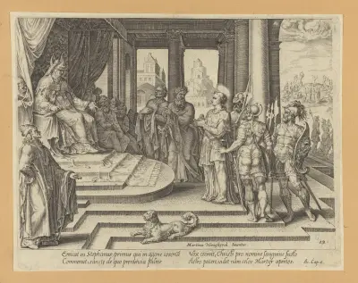 Svatý Štěpán před veleknězem a radou, – Nr. 1, Maarten Van Heemskerck