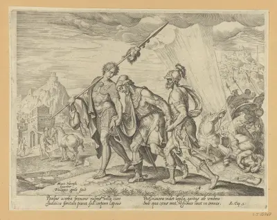 Blindý Saul přiváděn do Damašku, Maarten Van Heemskerck