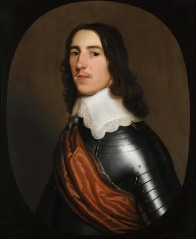 A Portrait Of A Gentleman, half-Length, Believed To Be Sir Thomas Ogle, Wearing A Suit Of Armour, With A White Collar And An Orange Sash von Gerard van Honthorst