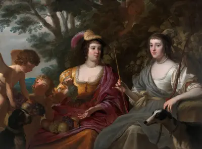 Double Portrait of Amalia van Solms and Charlotte de La Trémoïlle von Gerard van Honthorst