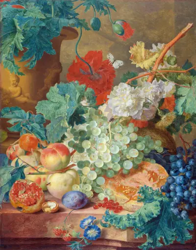 Zátiší s květinami a ovocem, 1728, Jan van Huysum