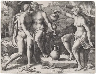 Lot and His Daughters, 1530 – nr 2 av Lucas Van Leyden