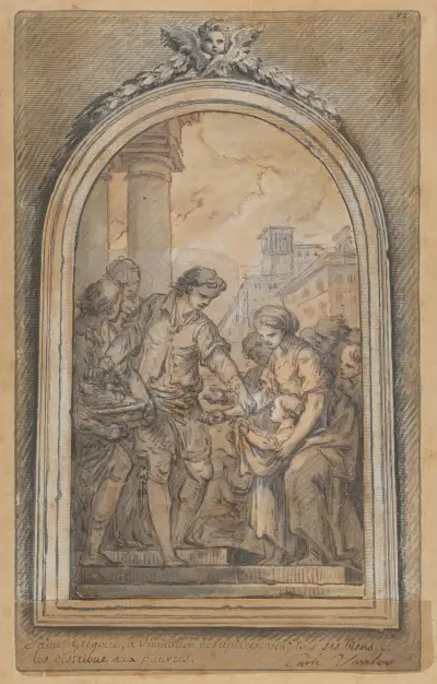 St. Gregory Distributing His Worldly Goods to the Poor av Charles-André van Loo