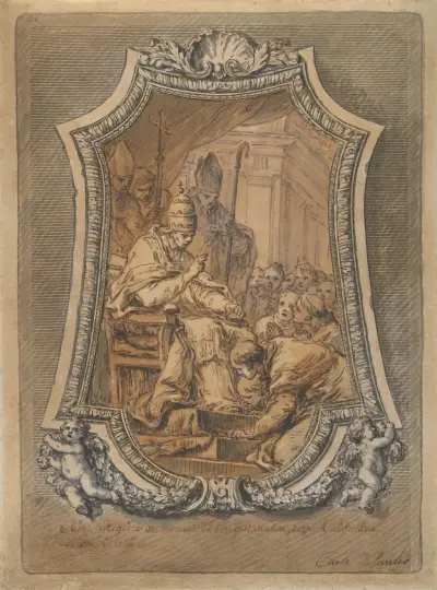 The Clergy of Rome Paying Homage to St. Gregory after His Investiture av Charles-André van Loo