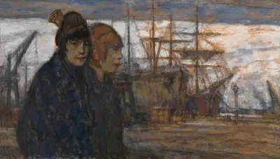 Frauen im Hafen von Eugeen Van Mieghem