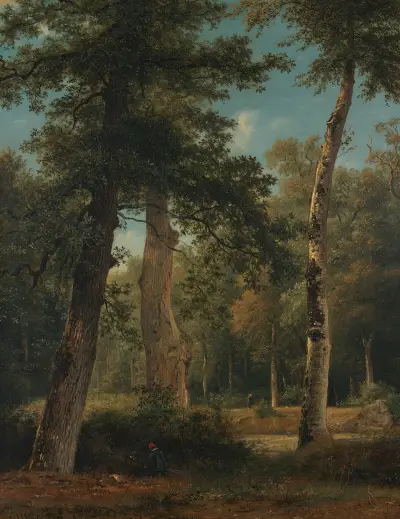 A forest in Fontainebleau av Georgius Jacobus Johannes van Os