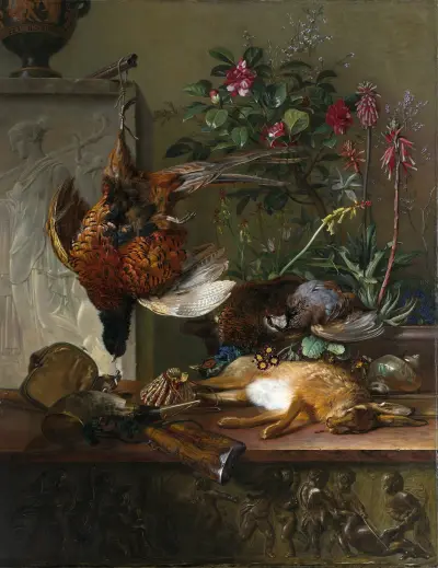 Still Life with Game and a Greek Stele av Georgius Jacobus Johannes van Os