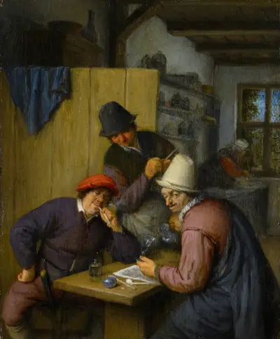 Trzej pijący i palący chłopi w karczmie, Adriaen van Ostade