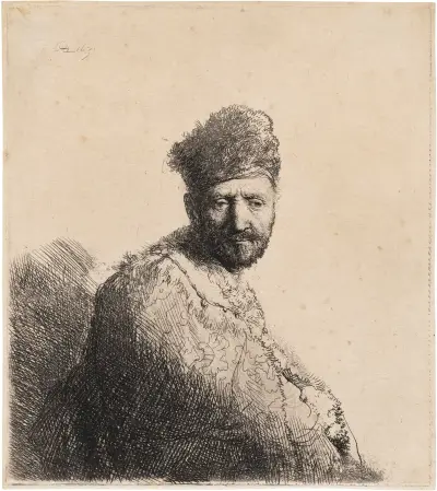 Bearded Man, in a furred Oriental Cap and Robe, Rembrandt van Rijn