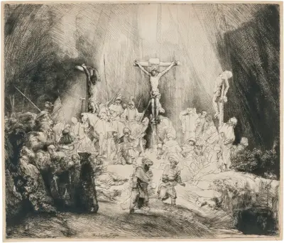 Christ crucified between the two Thieves: ‘The Three Crosses’, 1653 – nr 3 av Rembrandt van Rijn