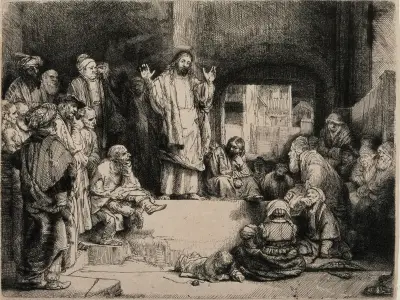 Christ Preaching (‘La Petite Tombe’) av Rembrandt van Rijn