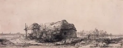 Landscape with a Cottage and Haybarn, Rembrandt van Rijn