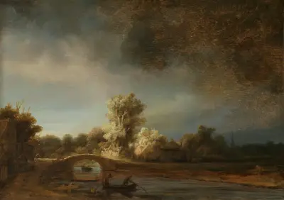 Landscape with a Stone Bridge av Rembrandt van Rijn