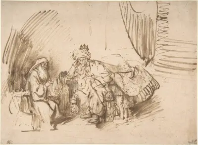 Nathan Admonishing David av Rembrandt van Rijn