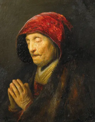 Old woman praying, Rembrandt van Rijn